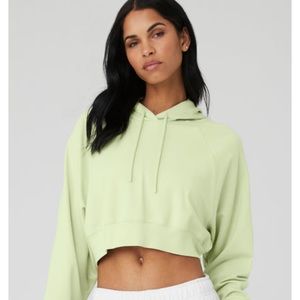 ALO Yoga Light Green Cropped Hoodie